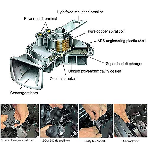 Zanconic 54415261 300Db Super Loud Train Horns For Truck, 2Pcs 12V Car Horn Kits thumb #5
