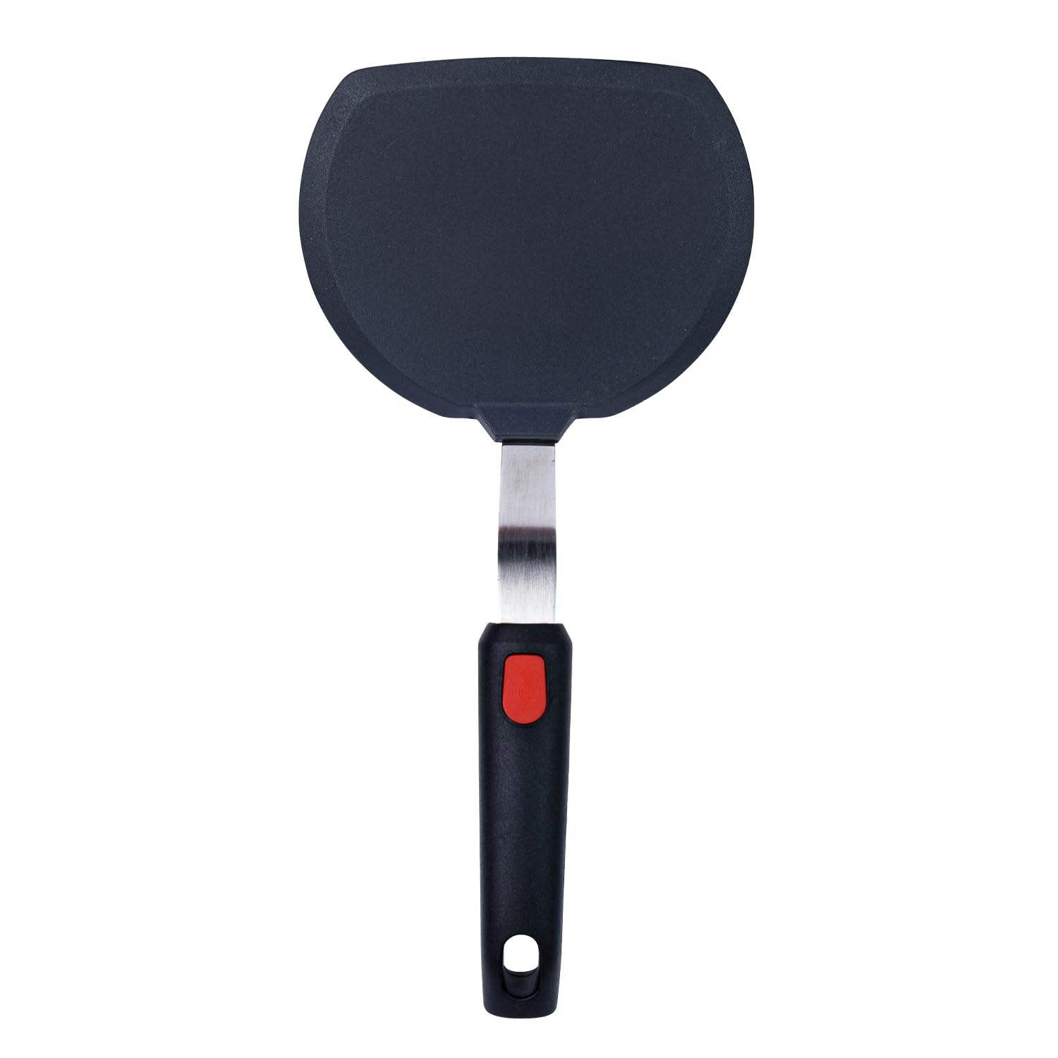 Silicone Pancake Spatula | Wide Beveled Edge Flipper with Stainless Steel Curved Handle | Heat Resistant Non-Stick Cooking