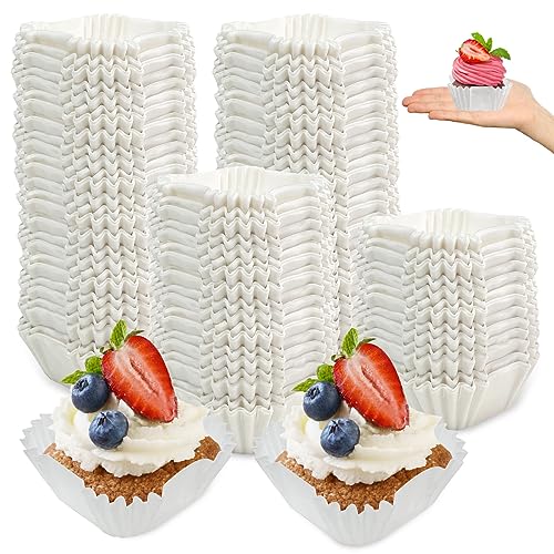 YEXEXINM 1000 Pcs Square Cupcake Liners Disposable Craft White Baking Cups,Square Baking Cups for Baking,Pan Liners Paper Baking Cup for Cupcakes and Cup Liners Party Supplies Decoration