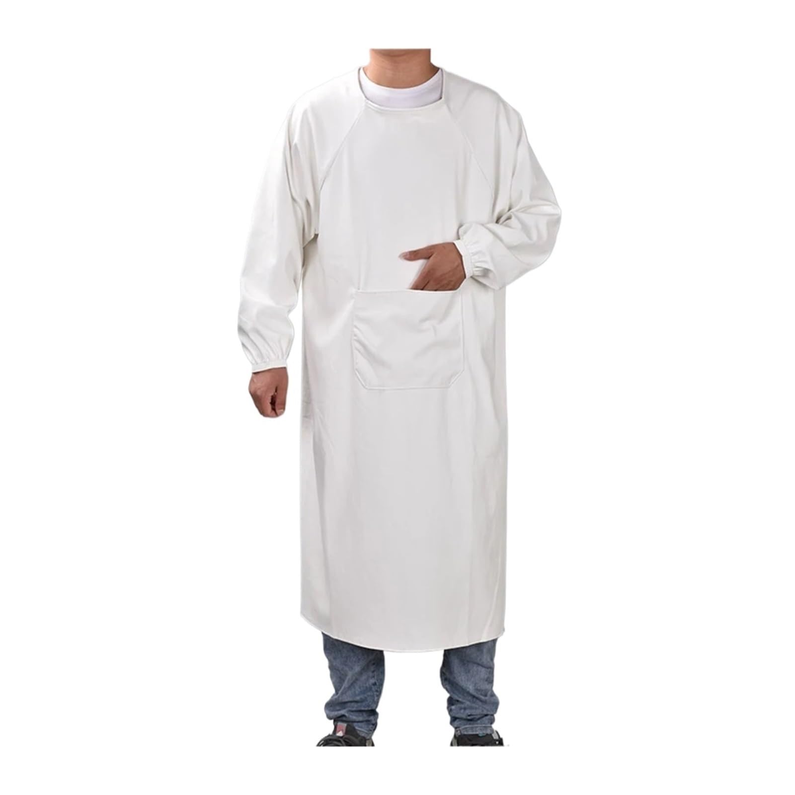 tablier cuisine Salopette en cuir souple imperméable à l'huile, tabliers manches longues for hommes et femmes adultes, vêtements inversés, de travail cuisine