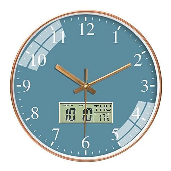 M.T. BROTHERS Silent Non Ticking Quality Quartz Battery, Decorative Modern Design Glass, Plastic Wall Digital Clock (Blue Digital)