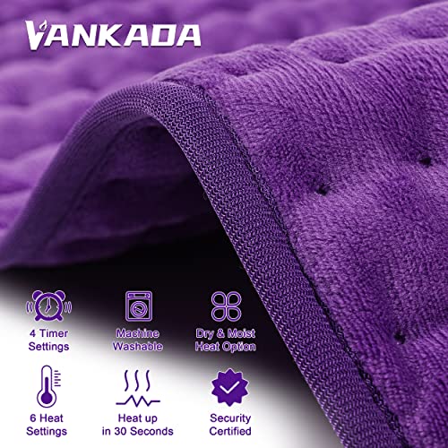 Image of Heating Pad Electric Heat Pad, Hot Heated Pad,Multiple Temp and Timer Settings,Suitable for Shoulders, Neck, arms, Abdomen, Back, Legs, etc (Deep Purple, 24 inchX20 inch)