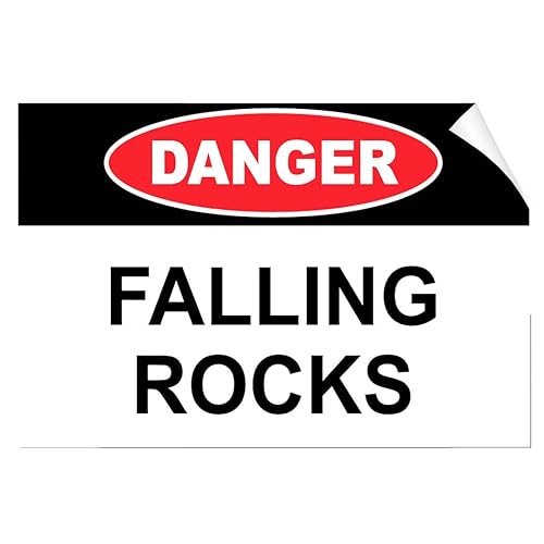 Danger Falling Rocks Hazard Construction Label Decal Sticker 8"