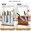 Magnetic Knife Holder, Stainless Steel Magnetic Knife Block without Knives, Strong Double Sided Magnet Knife Storage Strip with Wood Base for Kitchen Counter-Silver
