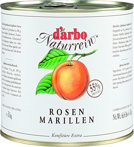 FOOD-UNITED - Food-United ROSEN-MARILLEN-APRIKOSEN-KONFITÜRE NATURREIN 3kg in der Dose fruchtiger-Brot-Aufstrich von DARBO höchste Qualität für Aprikosen Füllungen Gebäck Kuchen