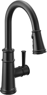 Moen Belfield Matte Black Pulldown Kitchen Faucet with Power Boost and Reflex, Traditional Kitchen Faucet, One-Handle Easy Installation, 7260BL