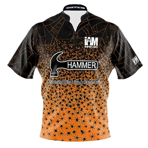 Logo Infusion Dye-Sublimated Bowling Jersey (Sash Collar) - I AM Bowling Fun Design 2039-HM - Hammer - Halloween Spiders (3X-Large) Multicolored