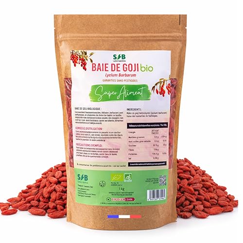 Baies de Goji BIO 1KG cueillies à la main au Tibet– Fruits 100% Naturels Séchés au Soleil - Superaliment Riche en Vitamines A, B, C, E – Source...