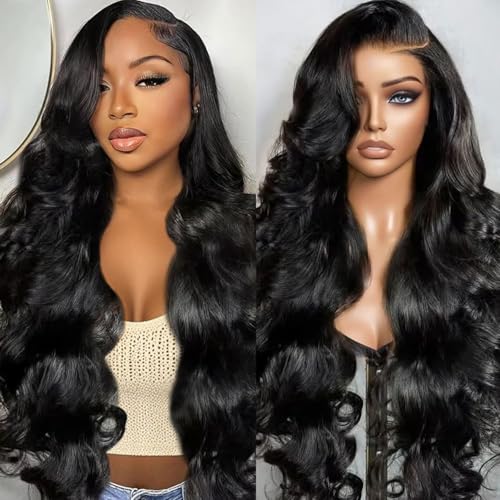 Body Wave Human Hair Wig 180% Density 13x4 Lace Front Wigs Human Hair Wig for Women, Brazilian Virgin Human Hair With Baby Hair Pre plucked Natural Hairline Natural Color 16 Inch
