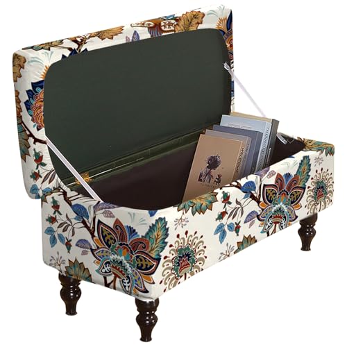 Image of FUANGUI Ottoman Cover Stretch Storage Ottoman Bench Slipcover Jacquard Folding Storage Bench Ottoman Cover Footrest Stool Slipcover Footstool Protector Cover with Elastic Bottom Fit Length,Medium