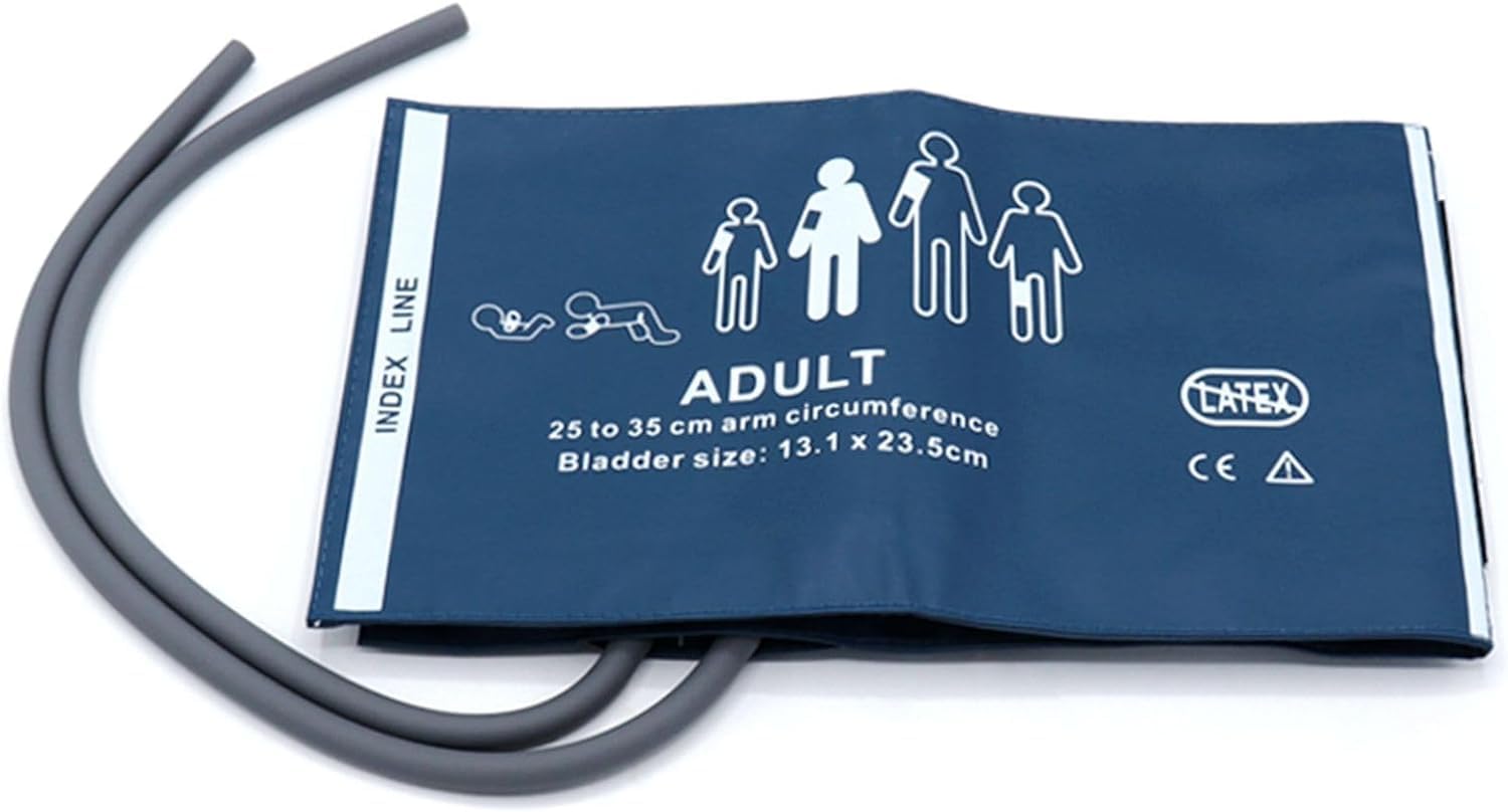 NIBP Cuff with Bladder for Adult 25-35cm, 35cm Double Tube Reusable PU Replacement Universal Blood Pressure Cuff, No BP Connector