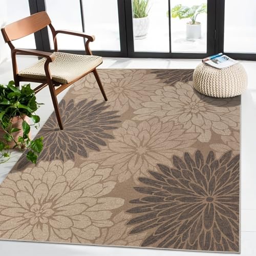 Image of Floral Easy Jute Rug 3x5 Outdoor Entryway Rug Washable Area Rugs for Living Room Bedroom Non Slip Neutral Farmhouse Indoor Outdoor Carpet for Backyard Patio Office