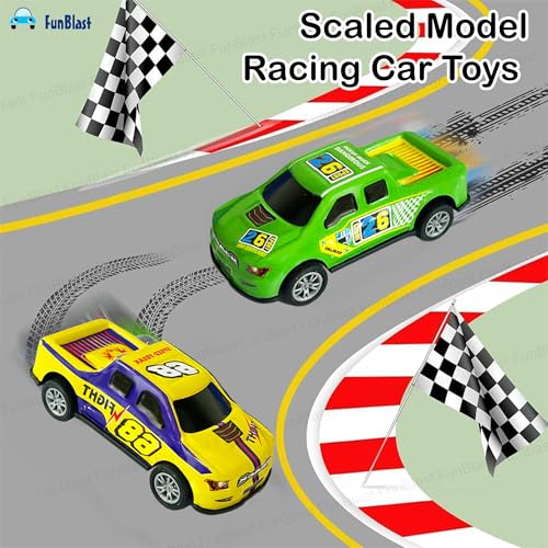 Image of FunBlast Die-Cast Car Set for Kids - Pack of 12 Pull Back Metal & Plastic Cars, Scaled Model Mini Racing Car Toys for 3+ Year Old Boys & Girls, Multicolor