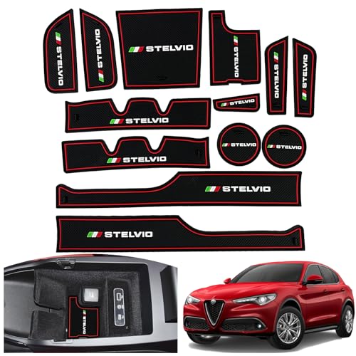 Center Console Liner for Alfa Romeo Stelvio Accessories2016-2025 for Stelvio Cup Holder Mat Door Slot Pad Coaster Trim Non-Slip Dust Interior Custom Rubber Decoration Insert