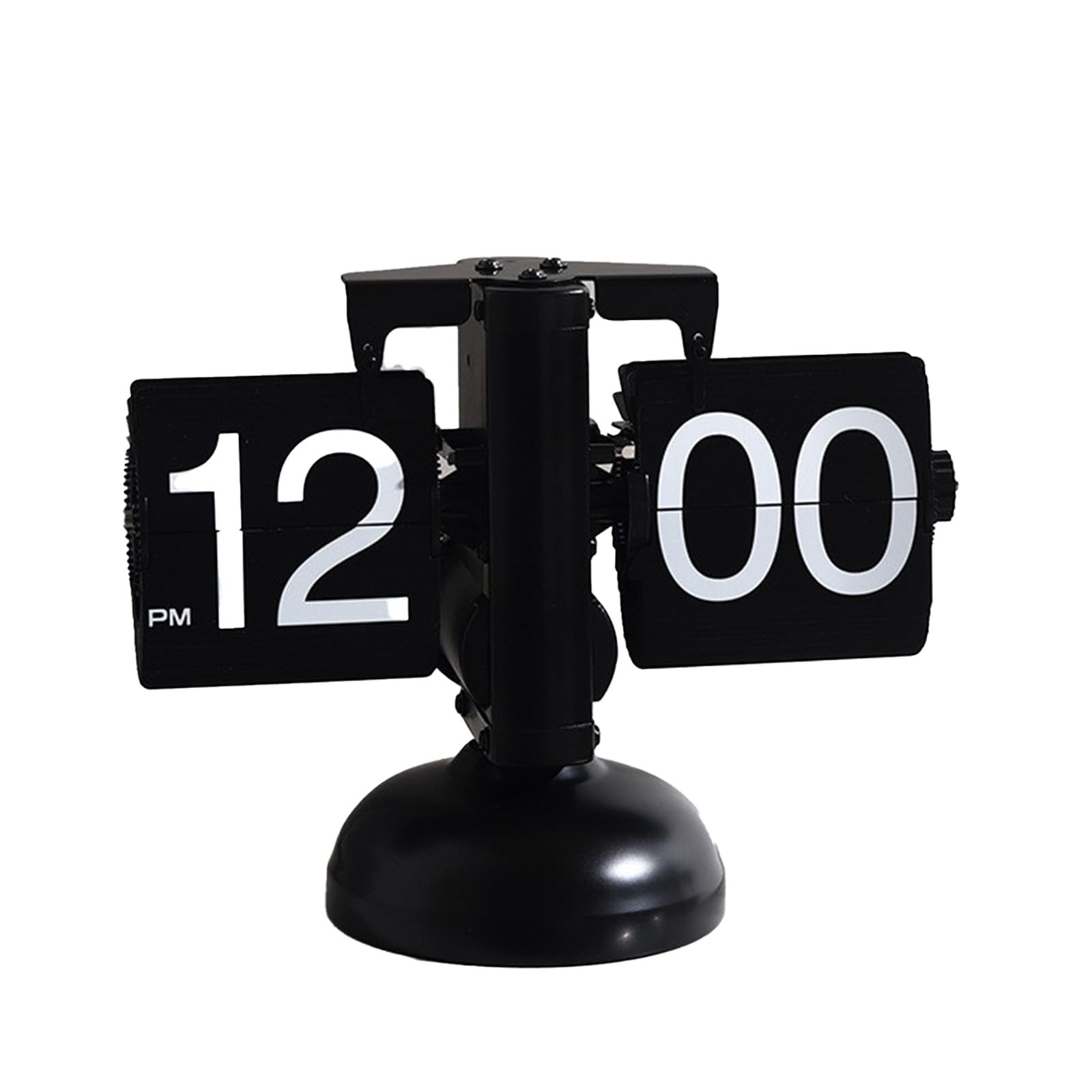 Msioytog Mechanical Clock with Large Number and Quiet Auto Flipping for Desk Setting Battery Power Clock