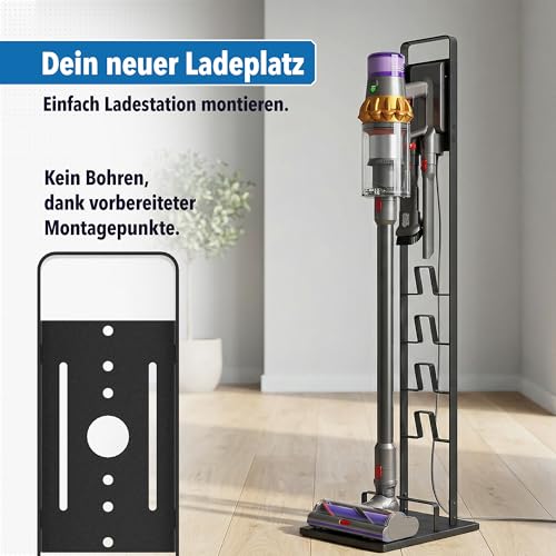 Ständer Kompatibel mit Dyson V15 V12 Gen5 V11 V10 V8 V7 – Freistehende Halterung aus 3 mm Stahl – Zubehörhalterung für Dyson Akkusauger – 127 cm Höhe, 4 kg, Kein Bohren