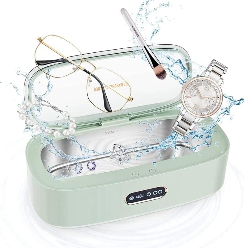 300ML Ultrasonic Jewelry Cleaner Ultrasonic Jewelry Cleaning Machine 45Khz Household Ultrasonic Cleaning Machine - (Color: Mint Green)