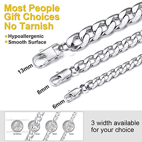 Men's Chain Bracelet Curb Cuban Chain Link Bracelet For Men Women 8.5Mm Wide Stainless Steel Bracelets Hip Hop Rock Fashion Jewelry Gifts For Boys, 8.3" #TOP4