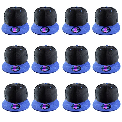 Image of Gelante Plain Blank Flat Brim Adjustable Snapback Baseball Caps Wholesale LOT 12 Pack