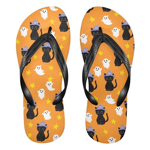 Burbuja Cute Black Cats Flip Flops for Women Men, Soft Thong Sandals Rubber Slippers for Pool Beach Essentials