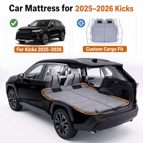 Image of Car Mattress for Kicks 2025-2026, Upgraded Non-Inflatable Thickened Foam SUV Car Camping Mattress, Foldable Trunk Sleeping Pad Car Bed Mattress for Road Trips Camping Travel