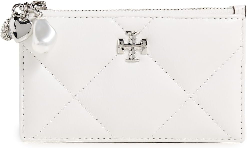 Tory Burch Women's Kira Diamond Quilt Distressed Charm Zip Card Case