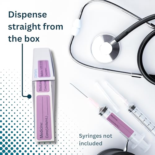 Image of Violet Medicine Syringe Labels (Units /mL) - 800 Medication Labels Stickers, 12mm x 40mm, for Hospitals, Pharmacy & Vet