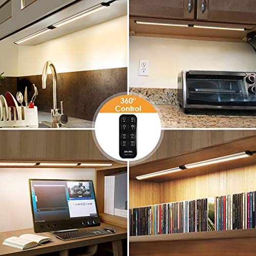 Albrillo Dimmable Remote Control LED Under Cabinet Lighting (6-Bar-Kit, Warm White 3000K)