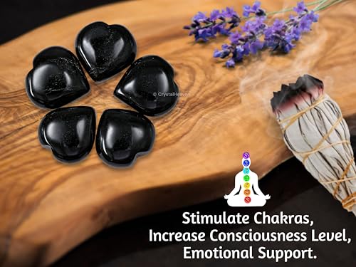 Image of Crystal Heaven Natural Black Tourmaline Crystal Heart Palm Pebbles Stones For Anxiety Stress Relief Massage - Aaa Grade Original Healing Gemstone Agate Heart Palm Stone For Yoga Meditation Spiritual