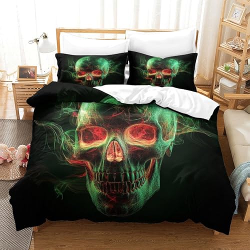 Housse de couette crâne néon déco chambre enfant et adolescent double - 3