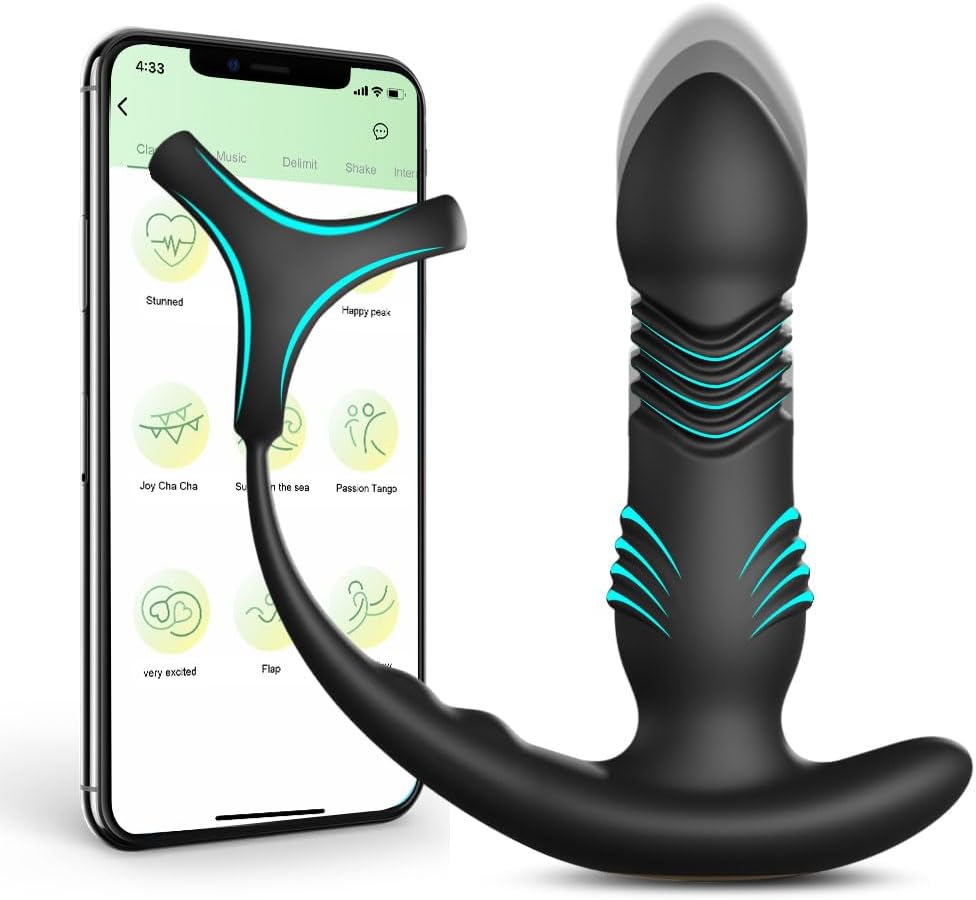 APP Controlled Male Prostate Massager Vibrator with Cock Ring Anal Plug Sex Toys 9 Vibrating Tapping Butt Plug G Spot Vibrators
