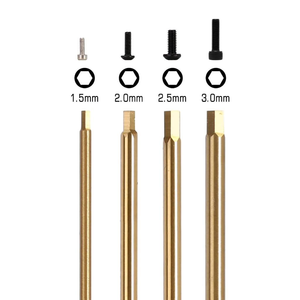 Lot de 4 tournevis hexagonaux avec poignée en nid d'abeille pour l'entretien de la voiture 1,5/2/2,5/3,0 mm