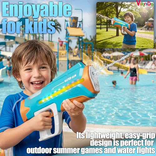 Image of VikriDA Holi Electric Water Gun Toy for Kids Electric Pichkari with Light Effects Automatic Water Soaker Gun Rechargeable Battery Holi - Boys and Girls (Multicolor)- Age 6 +| Free Extra Battery