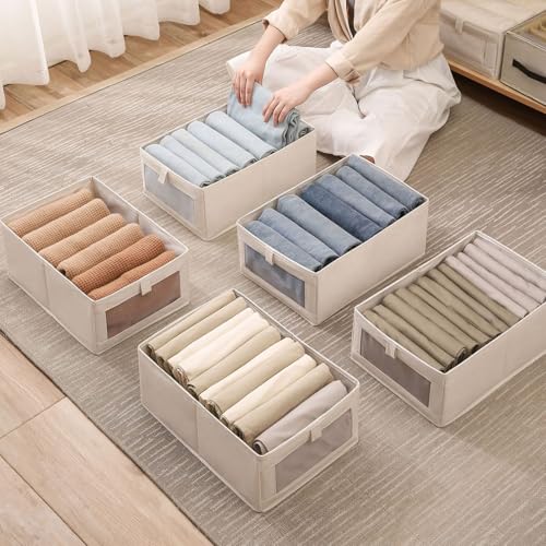 Luckwaii Faltbare Aufbewahrungsbox 3er Set, Ordnungsboxen Aufbewahrung Schrank Wardrobe Organizer Box Faltbox mit Transparentem Sichtfenster für Kleiderschrank Kleidung Spielzeug (41 x 28 x 17 cm)
