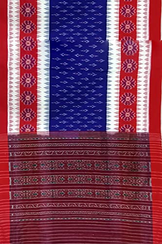 Image of Odisha Sambalpuri Handloom Ikat Women's Cotton Saree, Odisha Handloom Handmade Pure Cotton Khandua Saree, Ikkat Orissa Traditional Handloom Saree Without Blouse