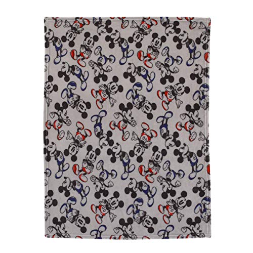Image of Disney Mickey Mouse - Grey, Navy & Red Super Soft Plush Baby Blanket, Grey, Nay, Red