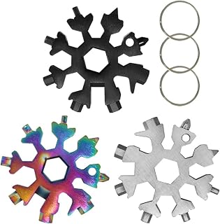 Snowflake Tool, 18-in-1 Stainless Steel Wrench Multi-Tool 3PCS Bottle Opener Flat and Screwdriver Spanner Wrench Kit for Outdoor Travel Camping Adventure Daily Tool, Ideal Santa Gifts for Men
