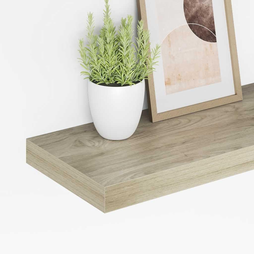 Juego de 2 estantes de pared flotantes de roble, 50 x 23 x 3,8 cm, marco metálico de madera de panal con soporte invisible, para sala de estar y dormitorio, estantes decorativos de pared