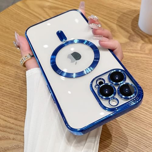 Coque magnétique iPhone 13 Pro bleu idéale pour charger sans fil en voiture