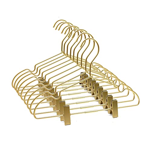 Koobay 12.6 Inch Children Gold Clothes Hangers With Clips,10 Pack,Newborn Kids Hangers Non Slip Durable Space Saving Baby Clothes,Standard Suit Hangers,Heavy Duty Saving Space cover