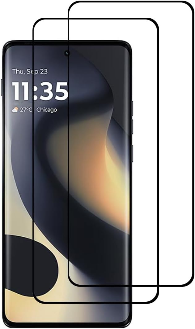 [2 Pack For Motorola Moto Edge 2024 Black 3D Curved Protective Tempered Glass Screen Protector
