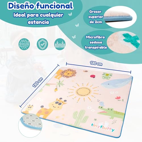 tinyfluffy Alfombra Bebe Acolchada Plegable -130x130 2 cm grosor, Colchoneta Bebe Suelo, Alfombra Bebe Acolchada, Suelo Bebes Acolchado, Tapete Actividades Bebe, Manta Actividades Bebe - imagen 5