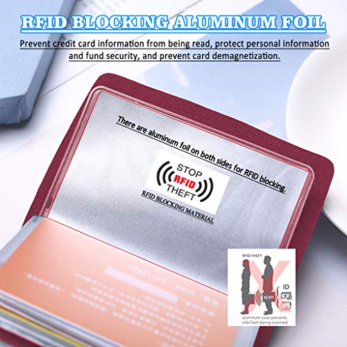RFID Business Card Organizer,Credit Card Holder Case Keeper Organizer Business,Single Side Soft PU Leather with RFID Protection 26 Card Slots Card Holder Case for Men & Women Slim Minimalist (Red)4
