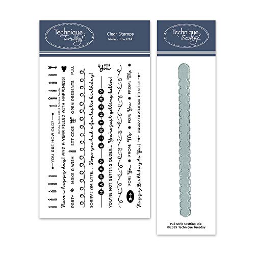 Birthday Borders Clear Stamps with Pull Strip Crafting Dies Bundle | Photopolymer Stamps | Clear Rubber Stamps | Matching Metal Dies | Die Cuts | Craft Dies | Cutting Dies