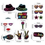 KEPATO 16 Pcs Glow Neon Photo Booth Props with Stick Fluorescent Neon Party Supplies for Birthday Disco Black Light Party - Image 2