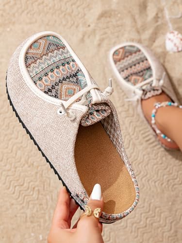 Flat Slippers for Women – Soft Fabric Enclosed-Toe House Shoes with Anti-Slip Sole & Leather Accent, Comfortable Indoor/Outdoor Wear3