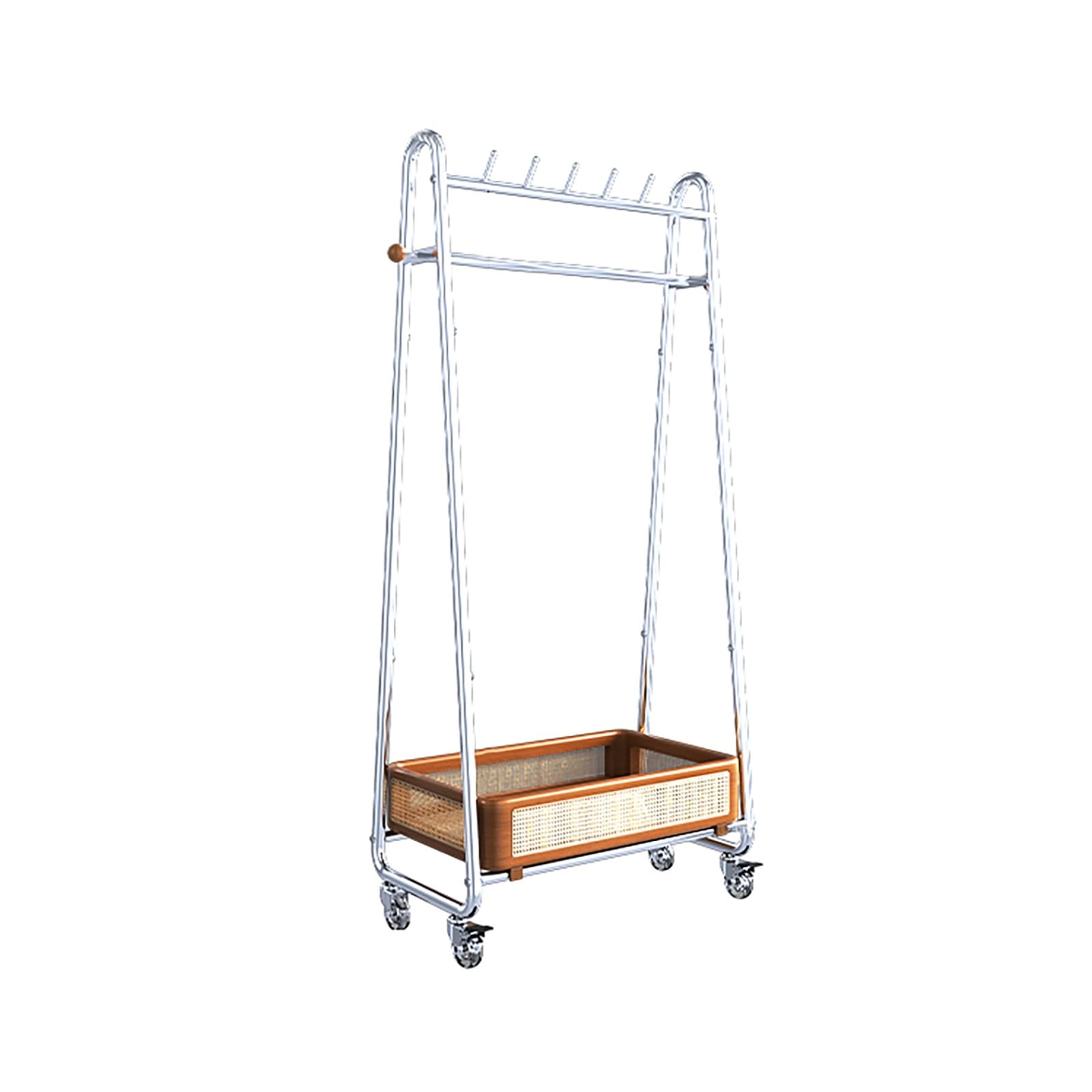 Organisateur de vêtements à roulettes avec étagère en maille