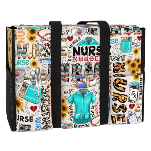 Image of 84hoods Multi-Pocket Tote Bag for Women. Waterproof Bag with Multiple Convenient Pockets and Zipper. Gift for Nurses.