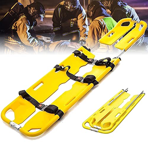 Portable Stretcher, EMT Medical Stretcher Patient Mover Rescue - 390Lb Load Capacity, Foldable Aluminum Scoop Stretcher with 3 Safety Straps