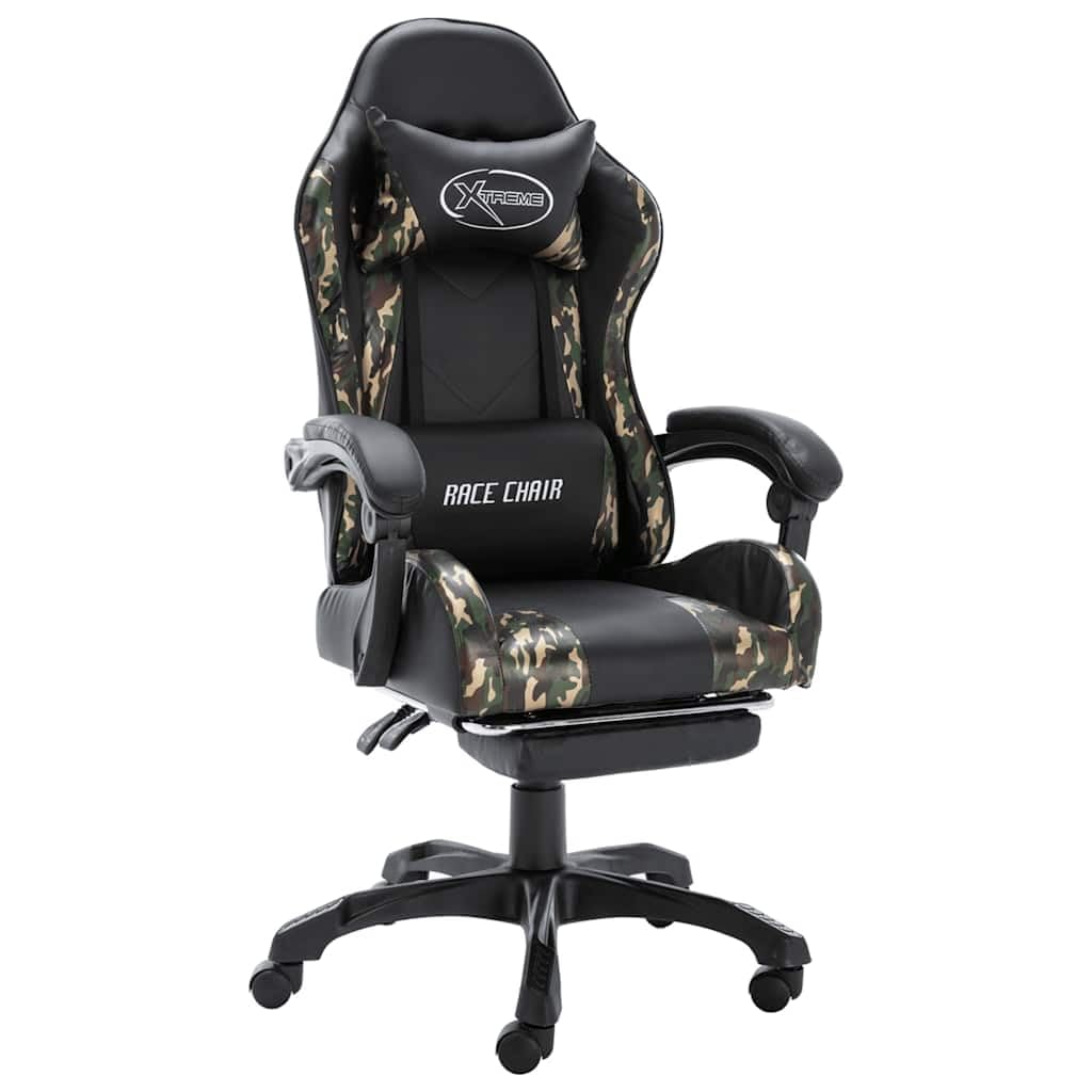 Sedia per videogiochi Poggiapiedi Nero/Camouflage Similpelle Sedia da ufficio Sedia ergonomica per camera da letto, casa